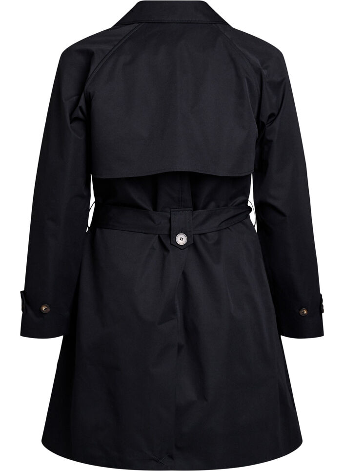 Trenchcoat in Midi-Länge mit Gürtel, Black, Packshot image number 1