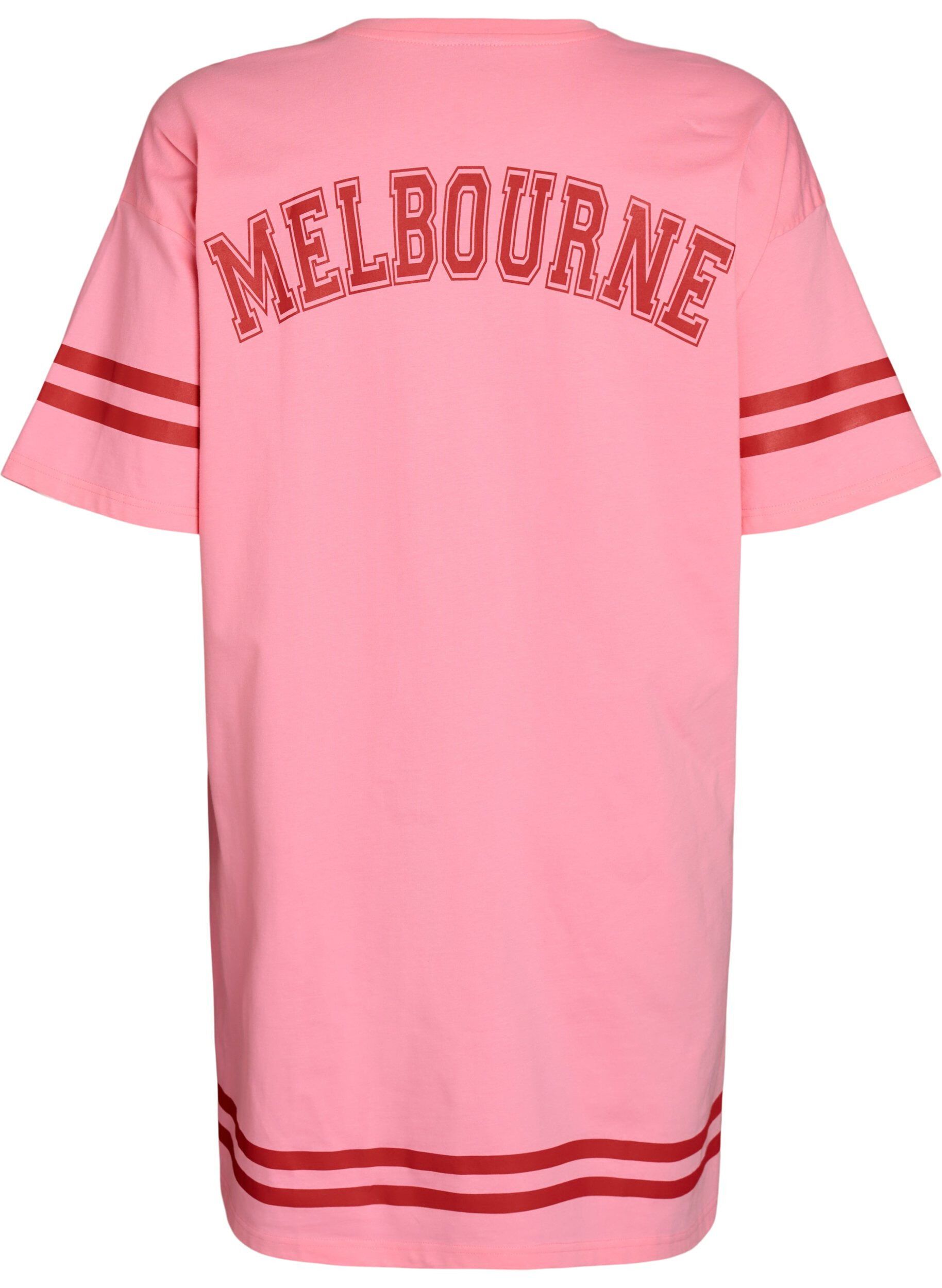 ZizziKurzes T-Shirt-Kleid mit sportlichen Details, Pink, Packshot image number 1