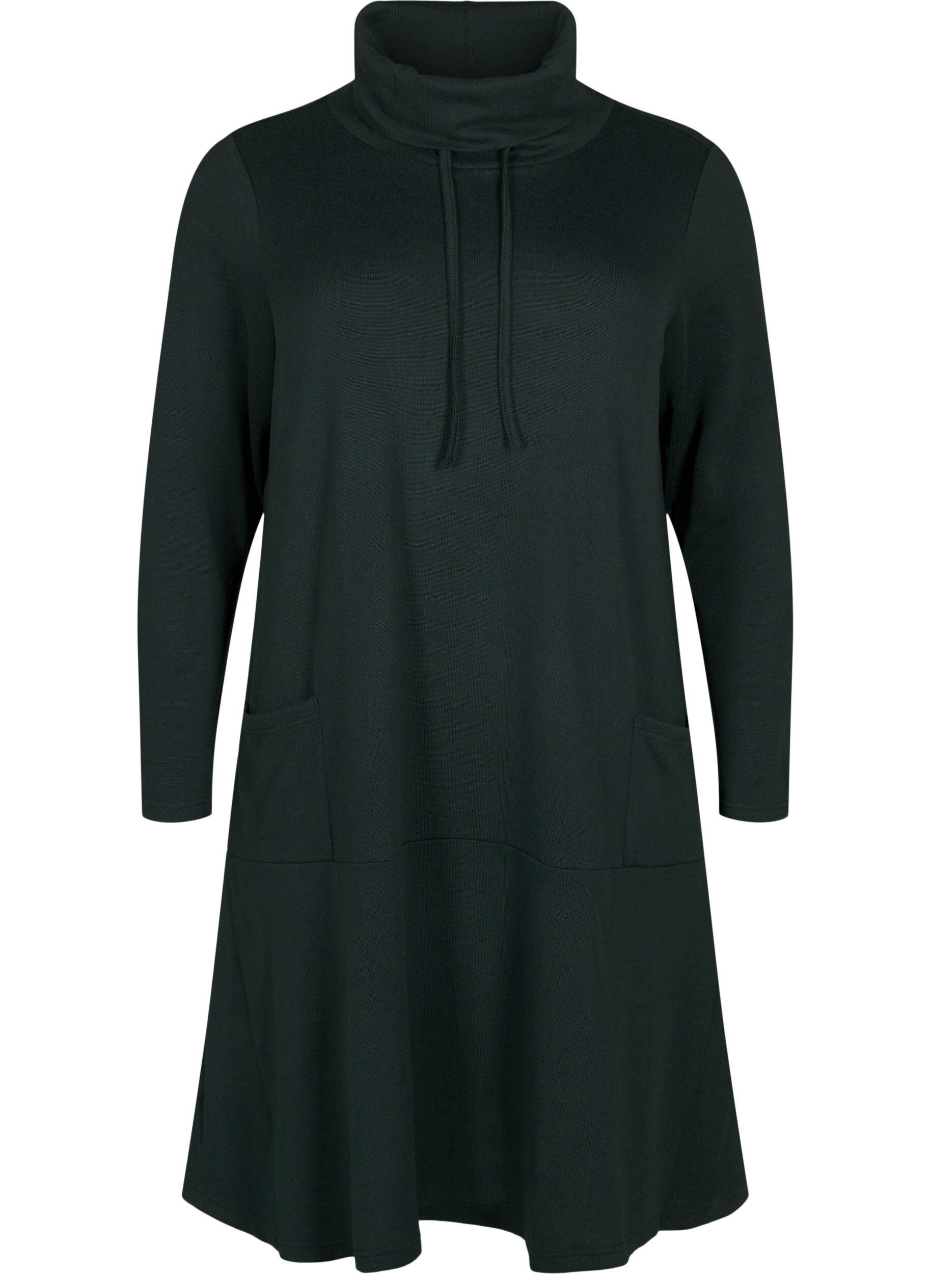 Hochgeschlossenes Jerseykleid mit Taschen