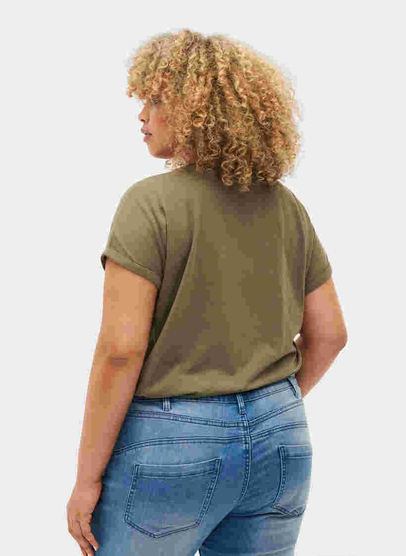 Kurzärmeliges T-Shirt aus einer Baumwollmischung, Dusty Olive, Model image number 1