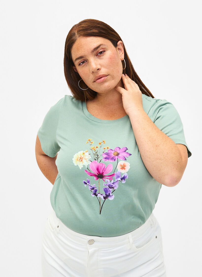 T-shirts mit Blumenmotiv, Chinois G. w. Flower, Model image number 0