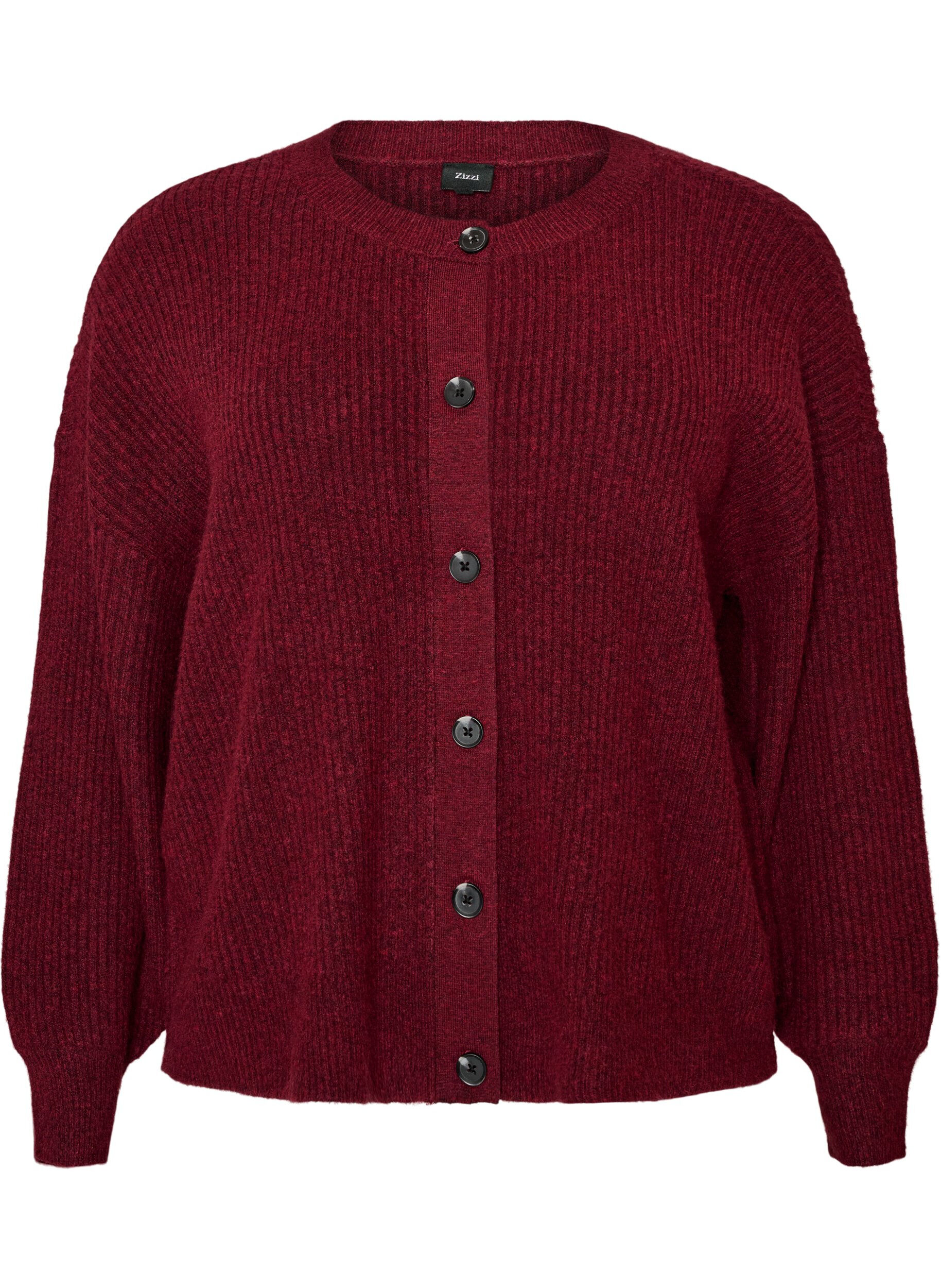Rippenstrick Strickjacke mit Kn&ouml;pfen