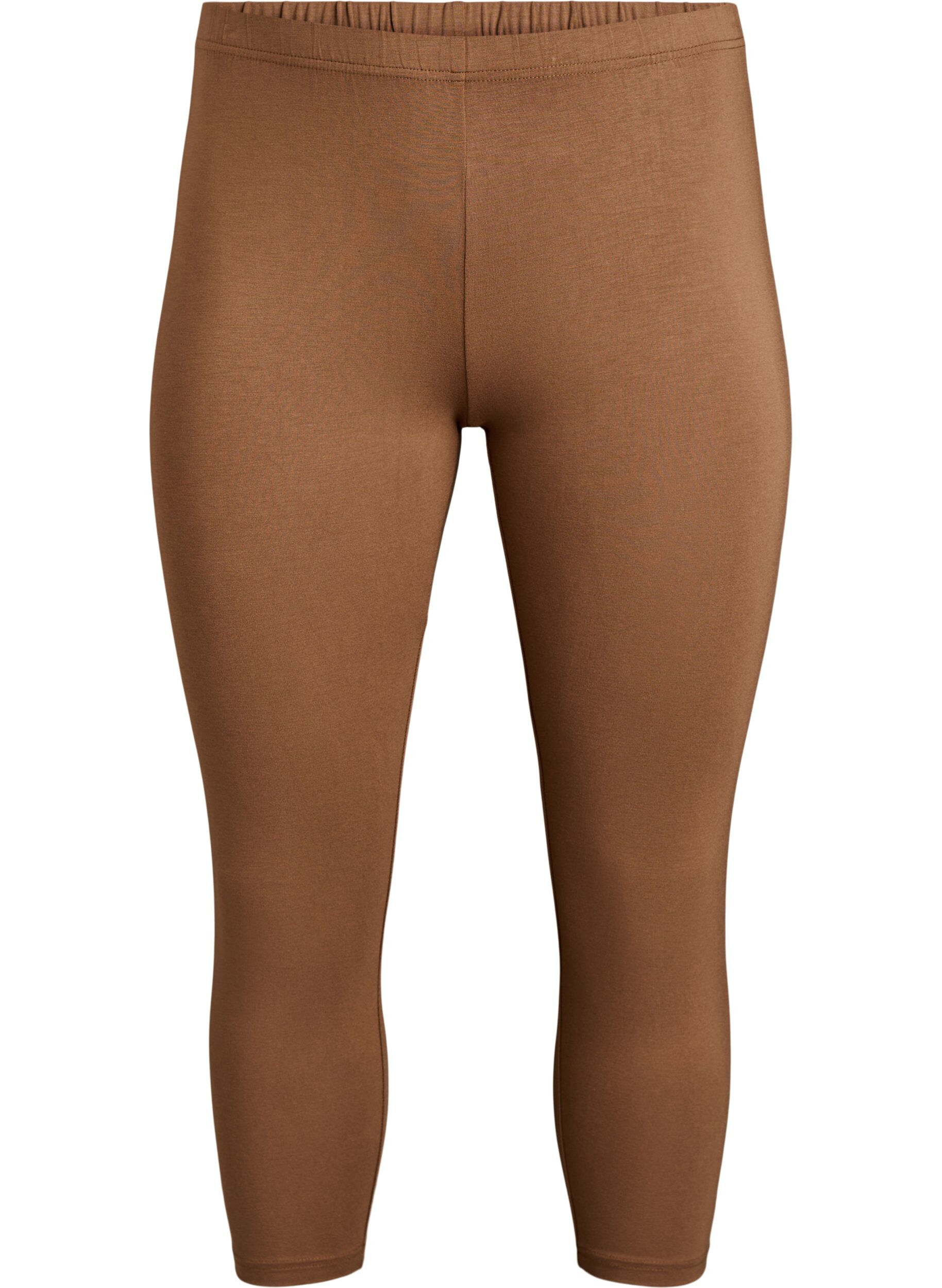 ZizziBasic 3/4-Leggings aus Viskose, Braun, Packshot image number 0