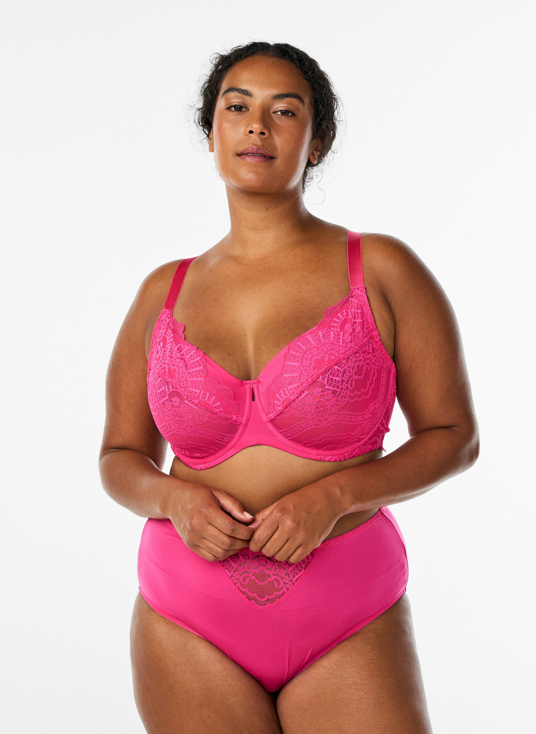 ZizziVollschalen-B&uuml;gel-BH aus Spitze, Pink, Model image number 1