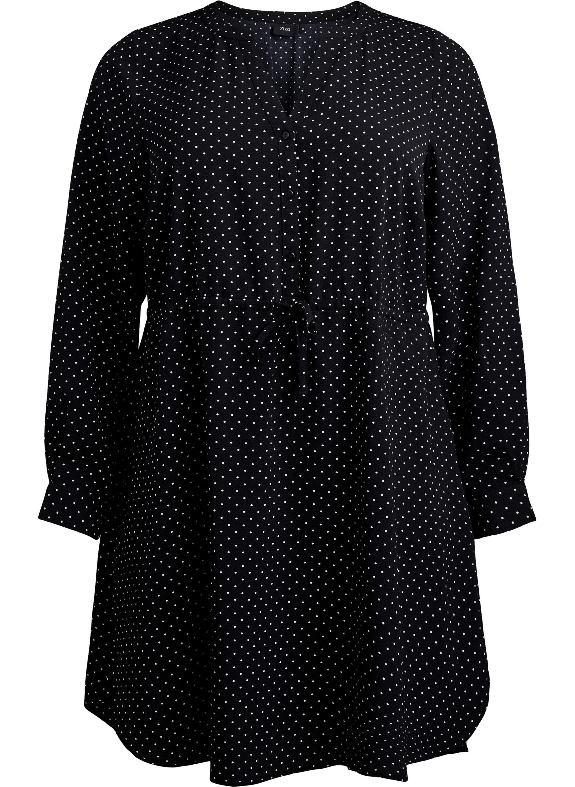 ZizziKnielanges Kleid mit Bindeg&uuml;rtel, Schwarz, Packshot image number 0