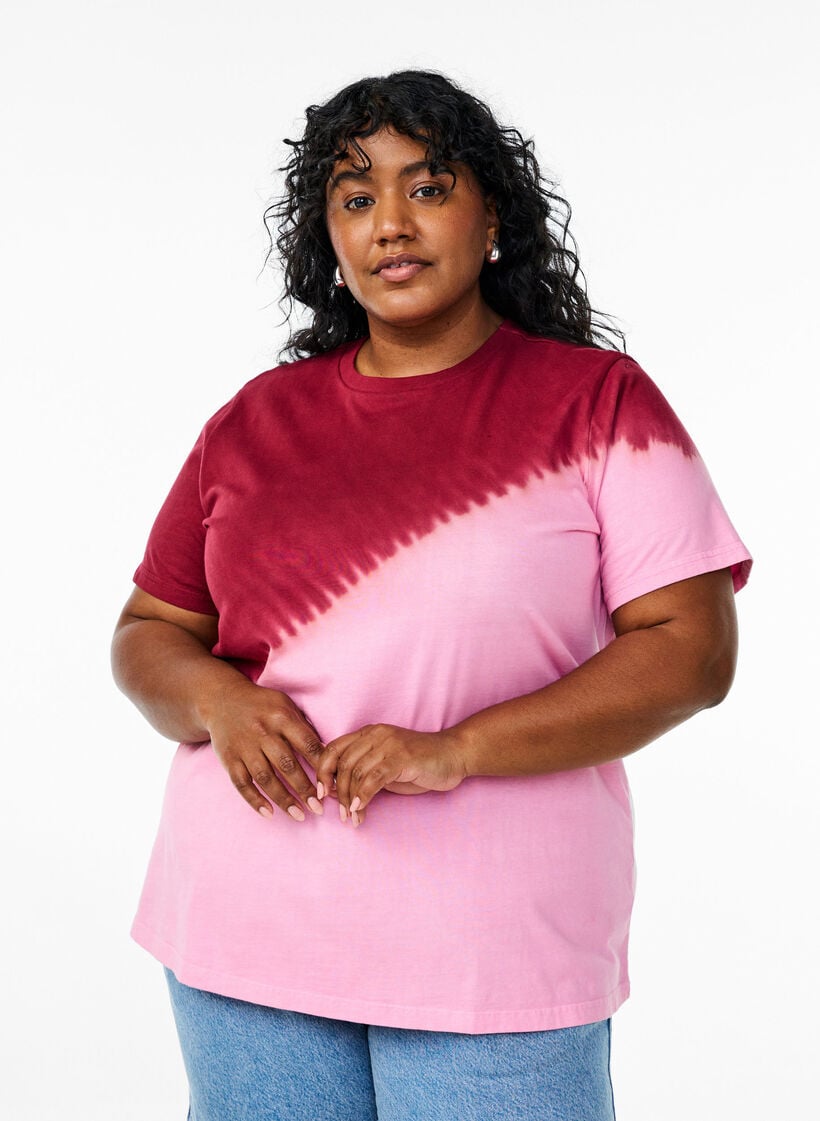 Dip-Dye-T-Shirt aus Bio-Baumwolle, Rot, Model image number 0