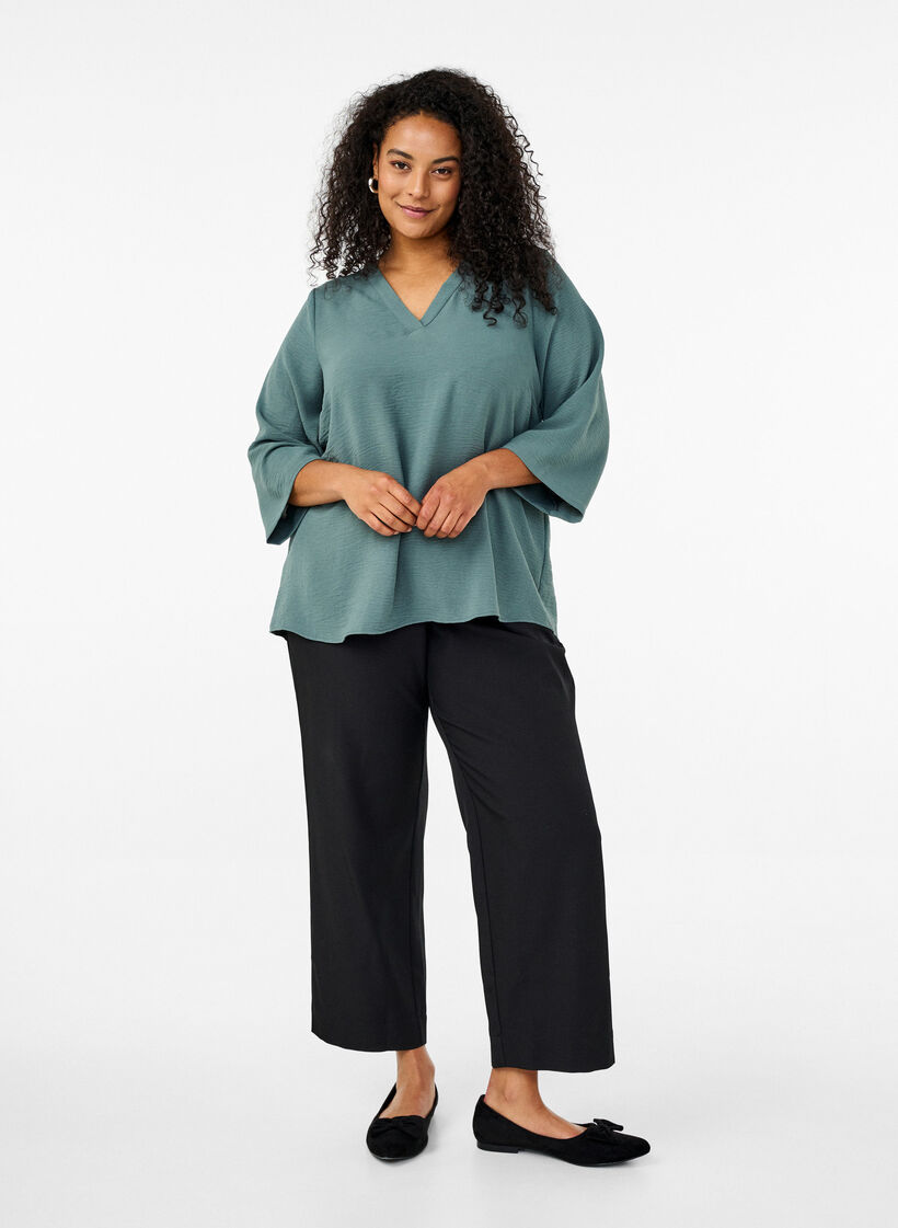 Bluse mit 3/4-&Auml;rmeln, Gr&uuml;n, Model image number 1
