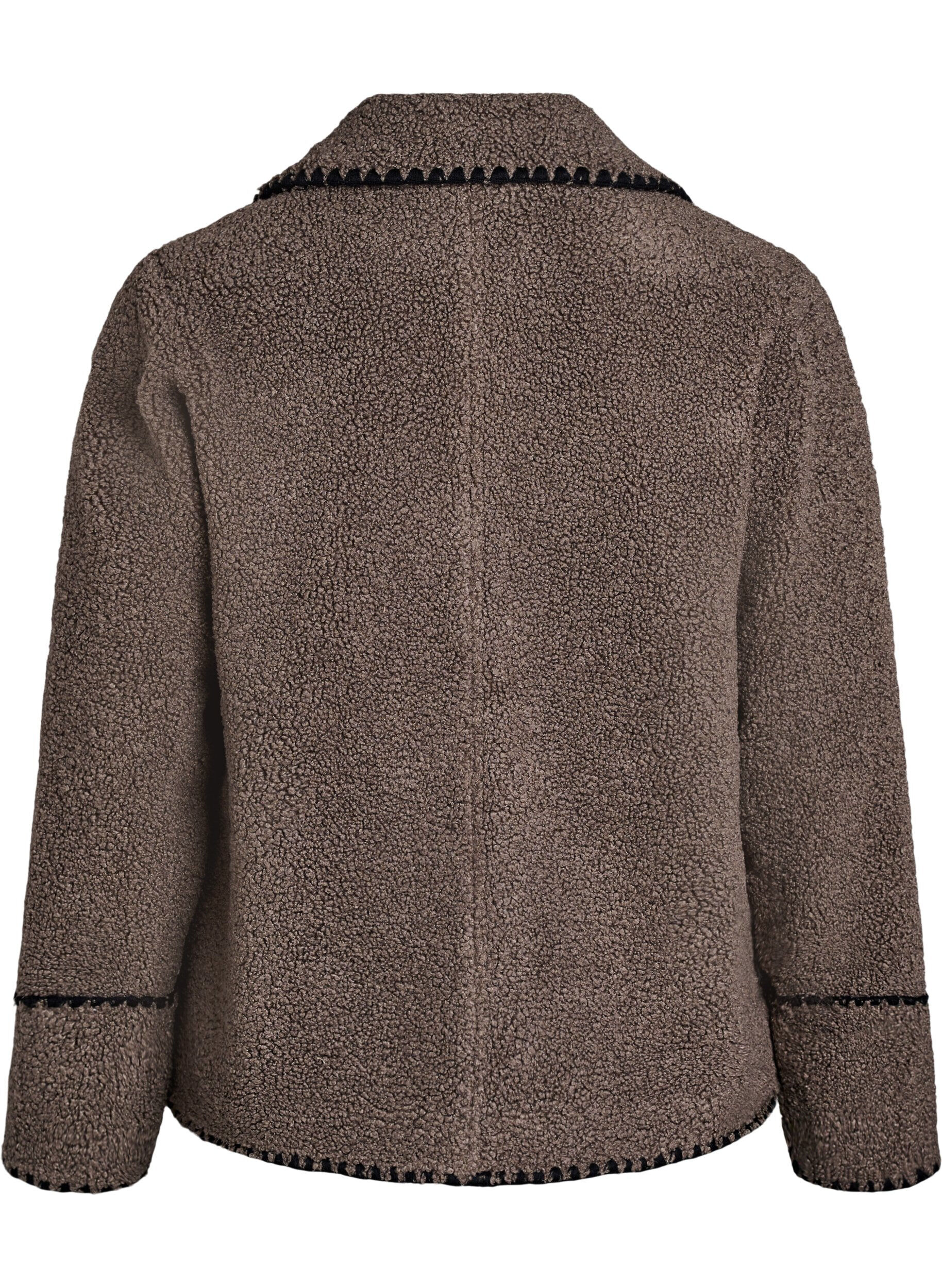 ZizziTeddyjacke mit Kontrastdetails, Braun, Packshot image number 1