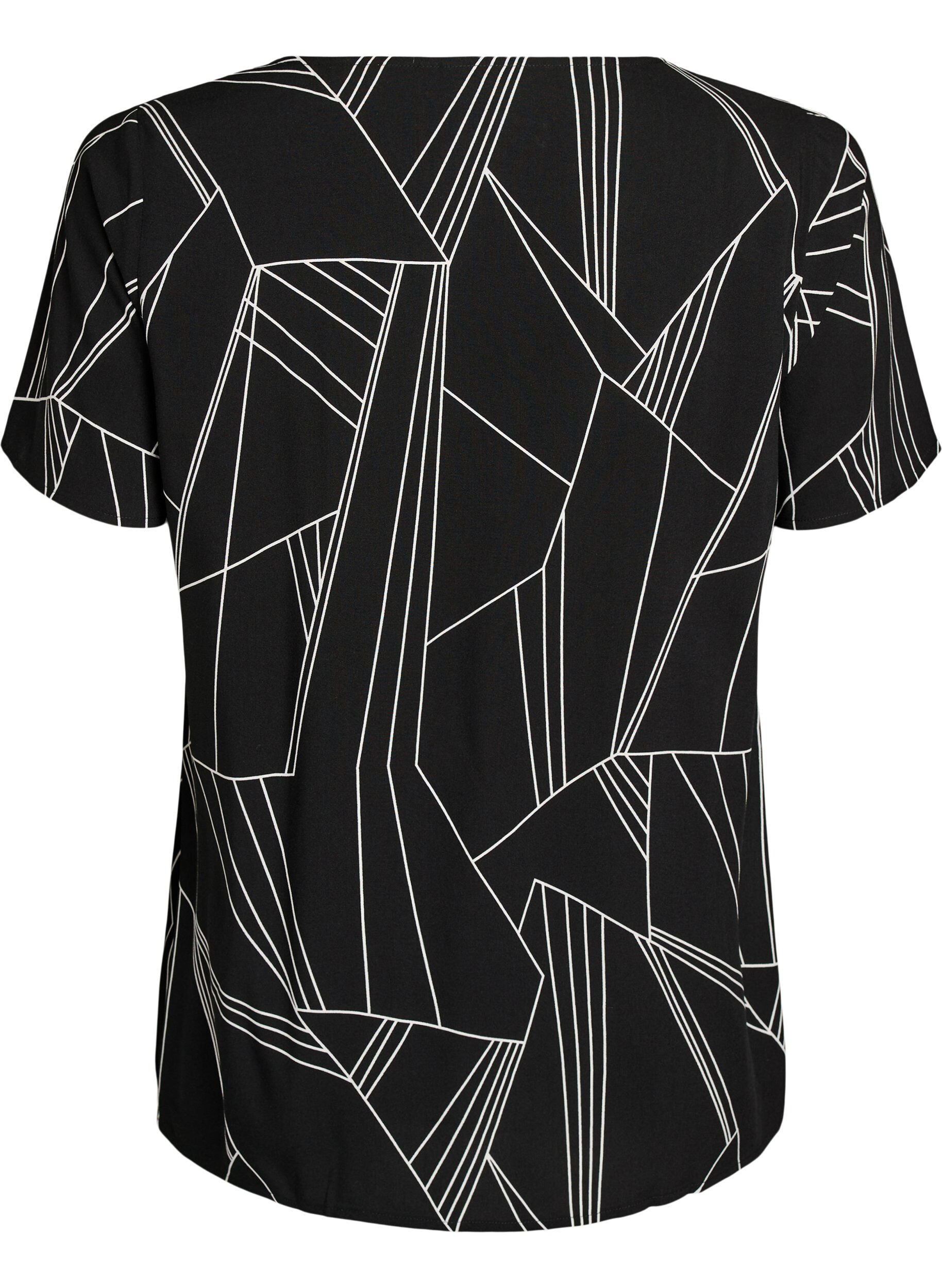 ZizziKurz&auml;rmelige Bluse aus Viskose mit Print, Schwarz, Packshot image number 1