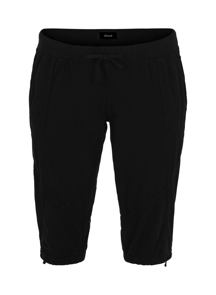 Capri-Hose aus Baumwolle, Schwarz, Packshot image number 0