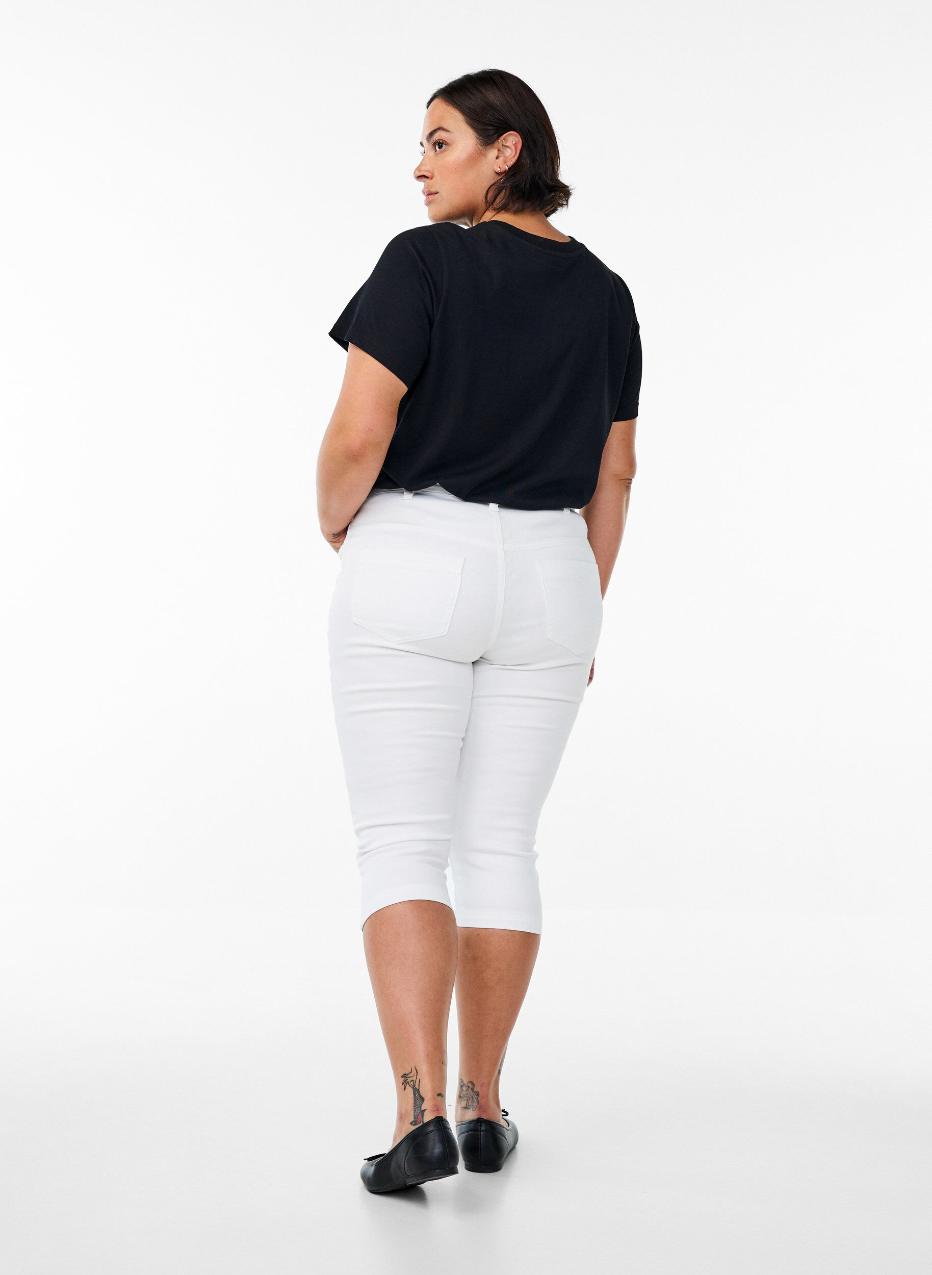 ZizziHoch taillierte Amy Capri Jeans mit Super Slim Fit, Wei&szlig;, Model image number 1