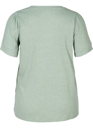 Kurzarm Ripp T-Shirt aus Viskosemischung, Lily Pad, Packshot image number 1