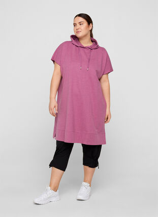 Langes Sweatshirt mit kurzen Ärmeln, Grape Nectar Melange, Model image number 2