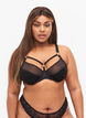 Gemusterter BH mit Mesh und Stringdetails, Black, Model image number 0