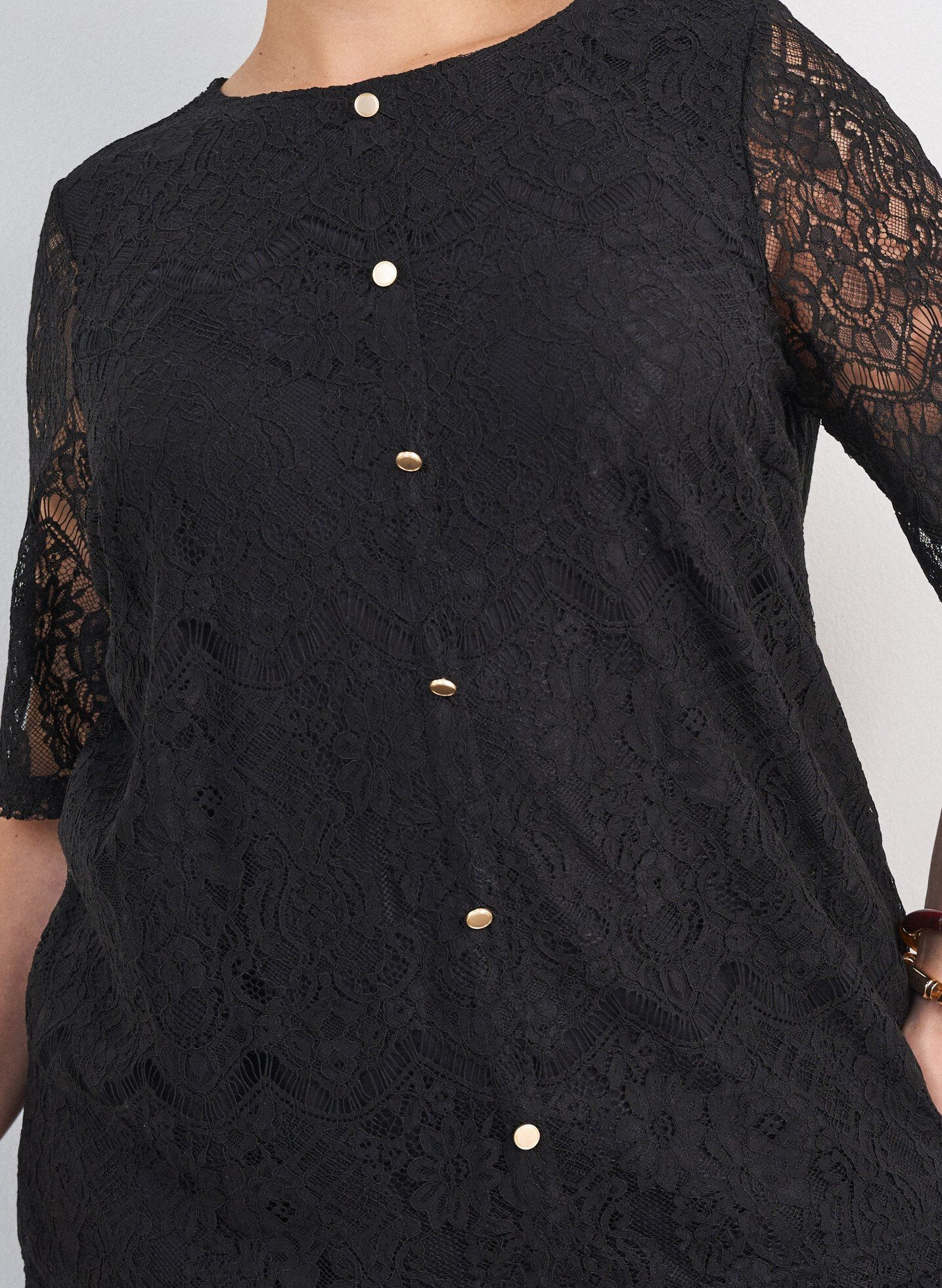 ZizziBluse aus Spitze mit Zierkn&ouml;pfen, Schwarz, Model image number 3