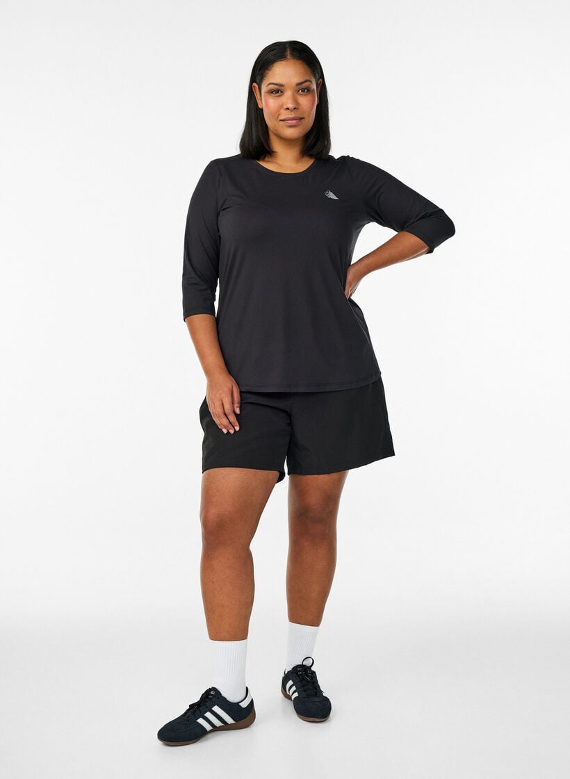 Trainingsshirt mit 3/4-&Auml;rmeln, Schwarz, Model image number 1