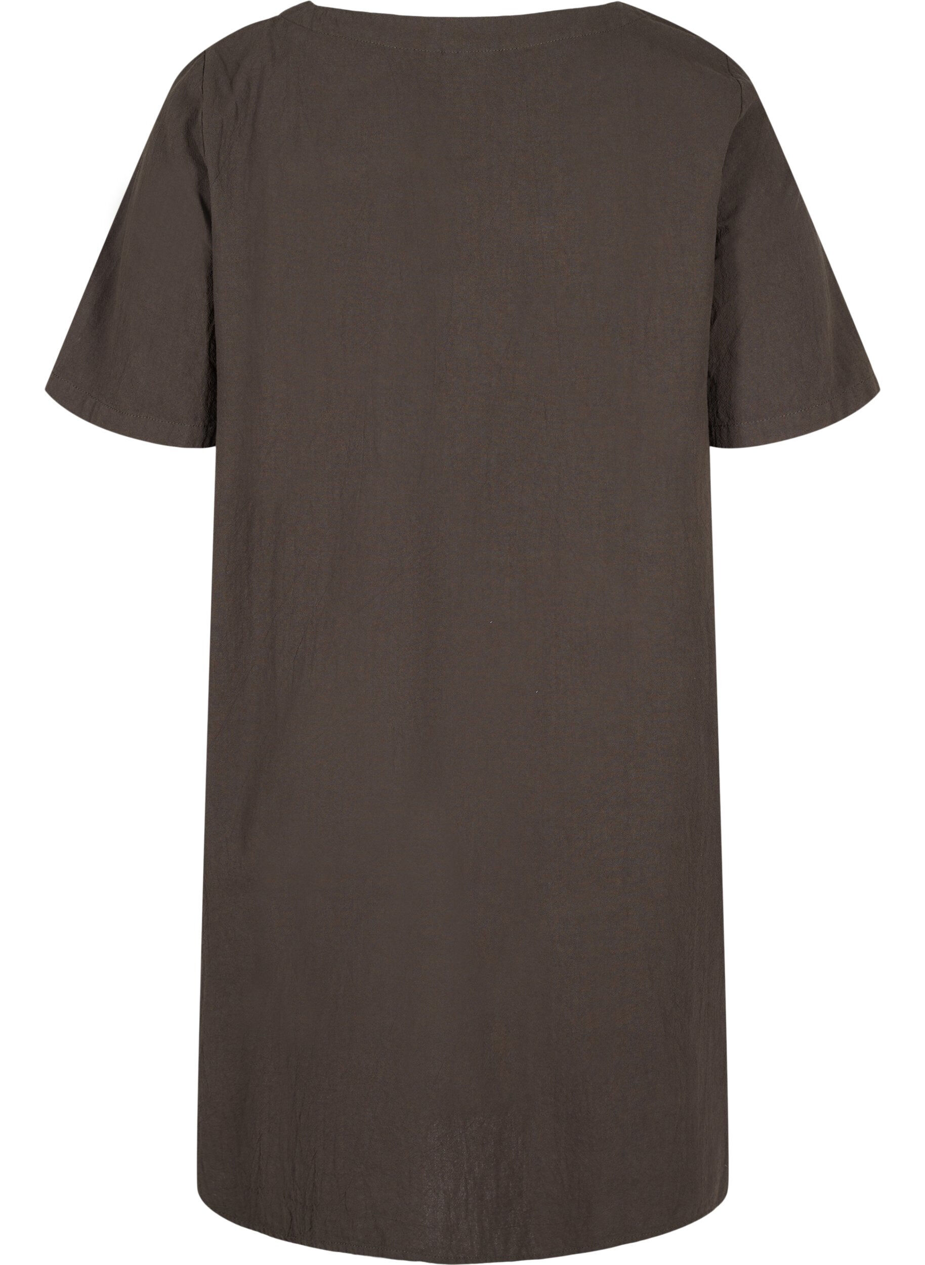ZizziKurzarm Kleid aus Baumwolle mit Kn&ouml;pfen, Khaki Green, Packshot image number 1