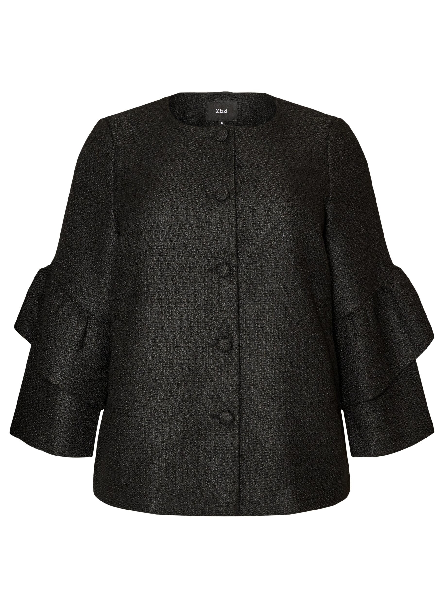 Boucl&eacute;-Jacke mit R&uuml;schendetails