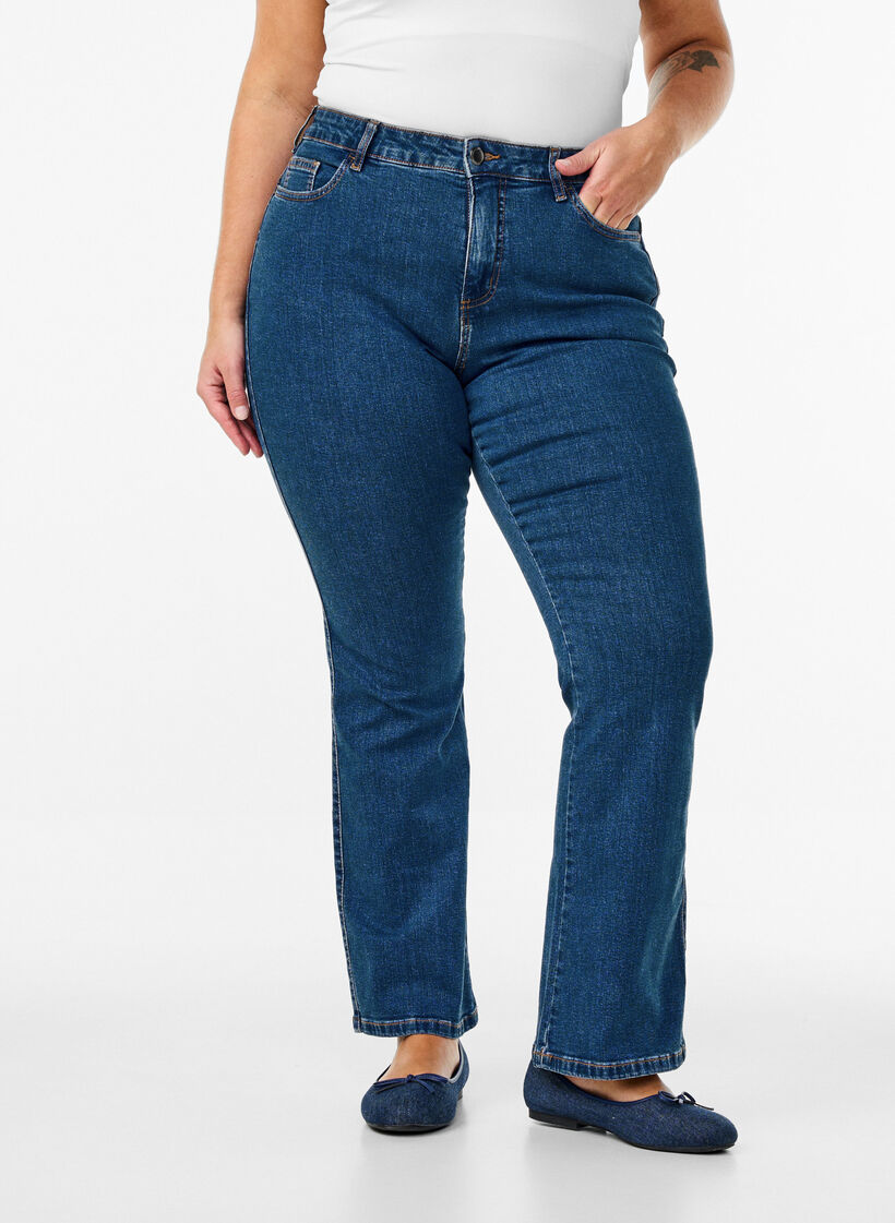 Ellen Bootcut-Jeans mit hoher Taille, Blau, Model image number 2