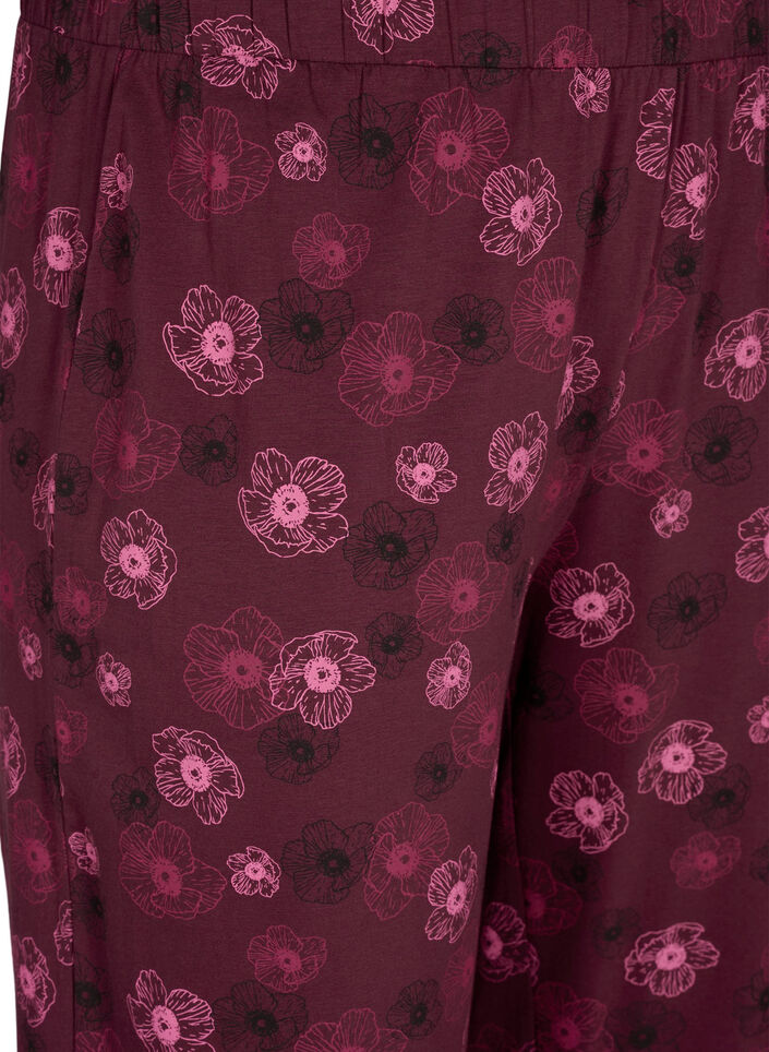 Cotton Pyjamas Hose mit Druck, Dunkles Bordeaux, Packshot image number 2