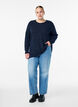Lang&auml;rmelige Bluse mit Struktur, Blau, Model image number 1