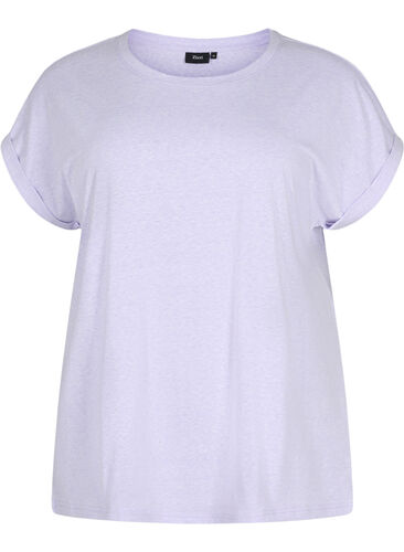 Melange-T-Shirt mit kurzen Ärmeln, Lavender Mél, Packshot image number 0