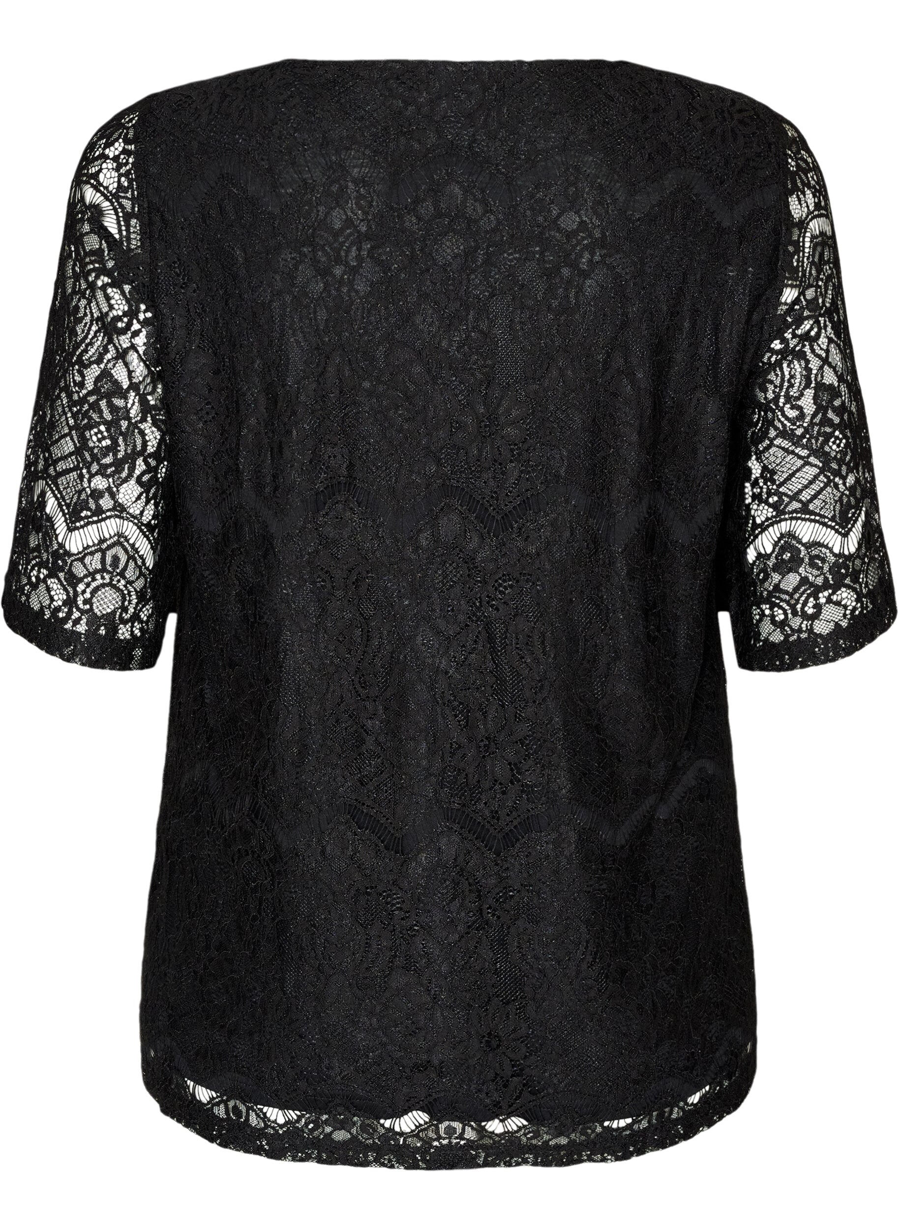 ZizziBluse aus Spitze mit Zierkn&ouml;pfen, Schwarz, Packshot image number 1