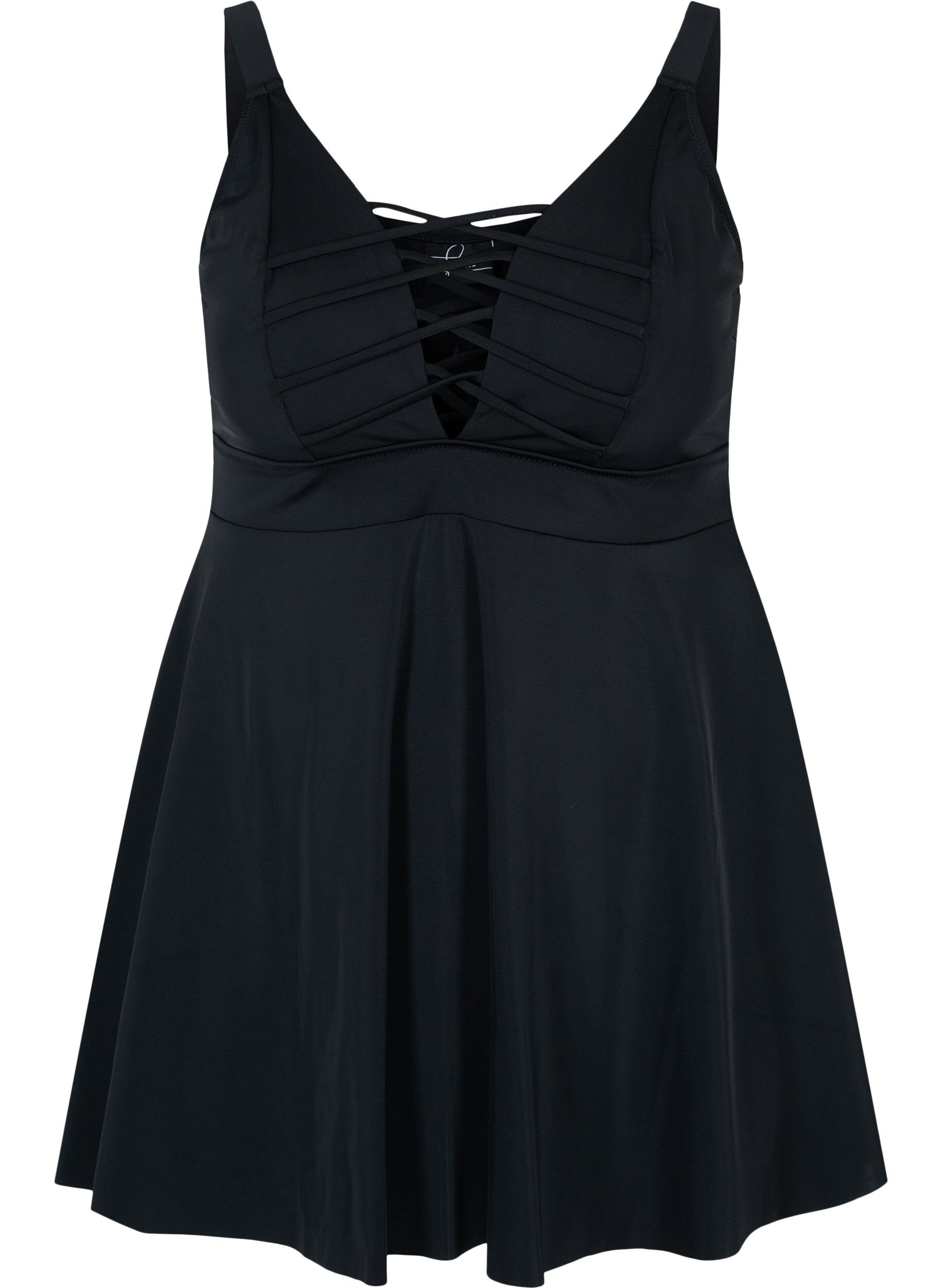 ZizziBadekleid mit Schnurdetails, Black, Packshot image number 0