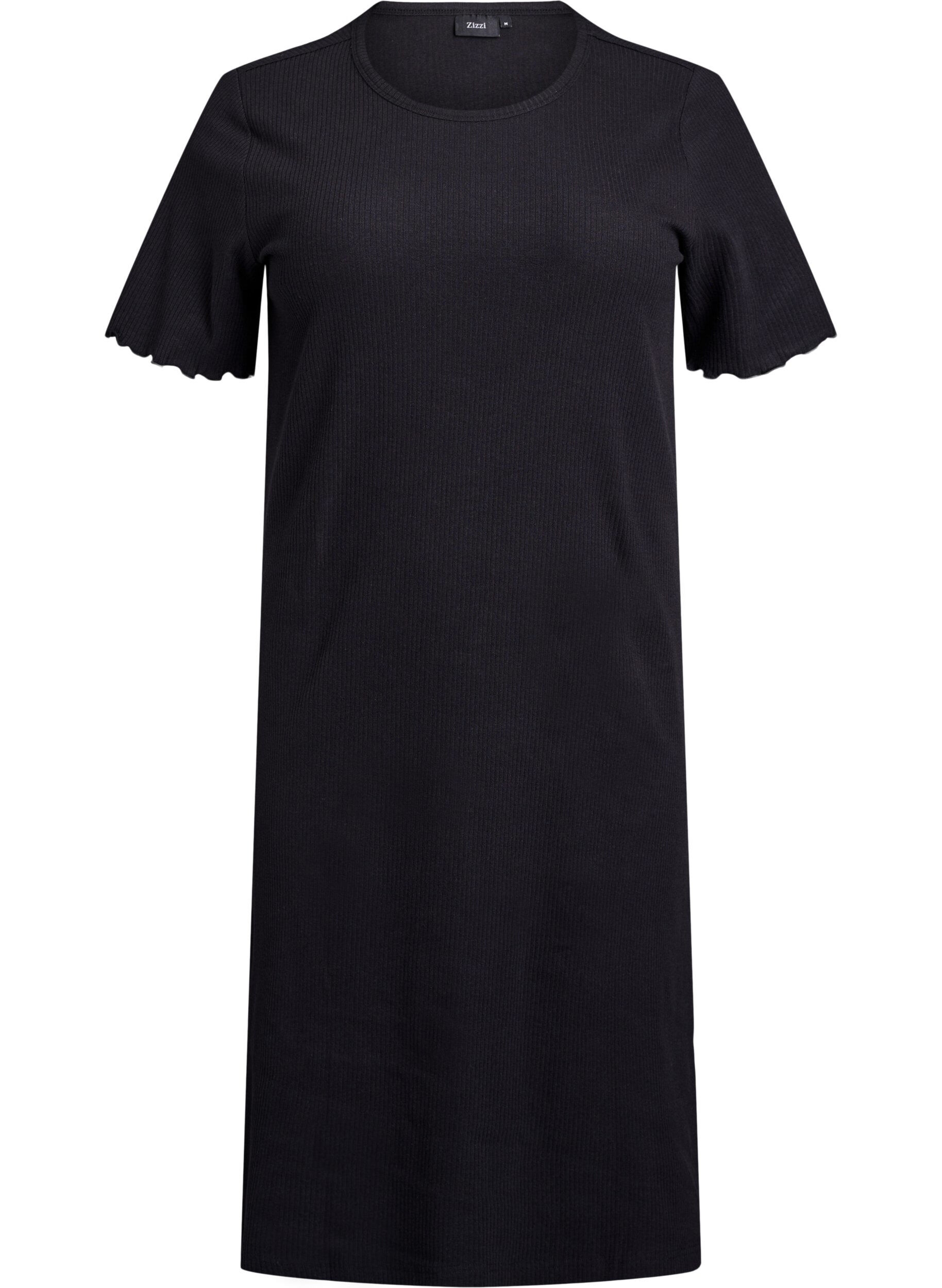 T-Shirtkleid aus geripptem Jersey in Kniel&auml;nge