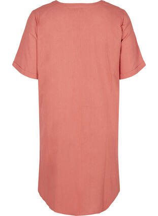 Kurzarm Kleid aus Baumwollmischung mit Leinen, Canyon Rose, Packshot image number 1
