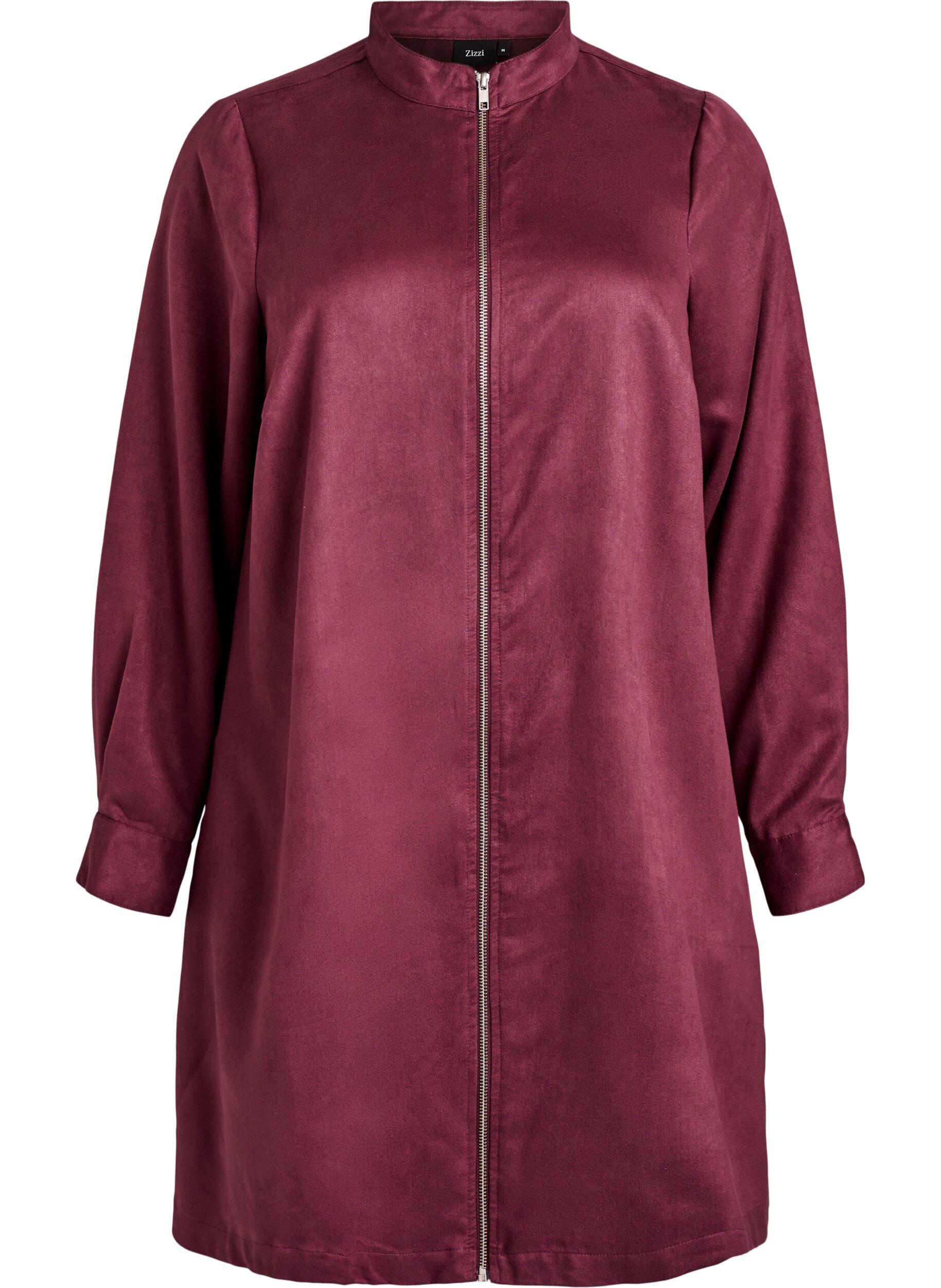 Langes Hemd aus Wildlederimitat mit Rei&szlig;verschluss