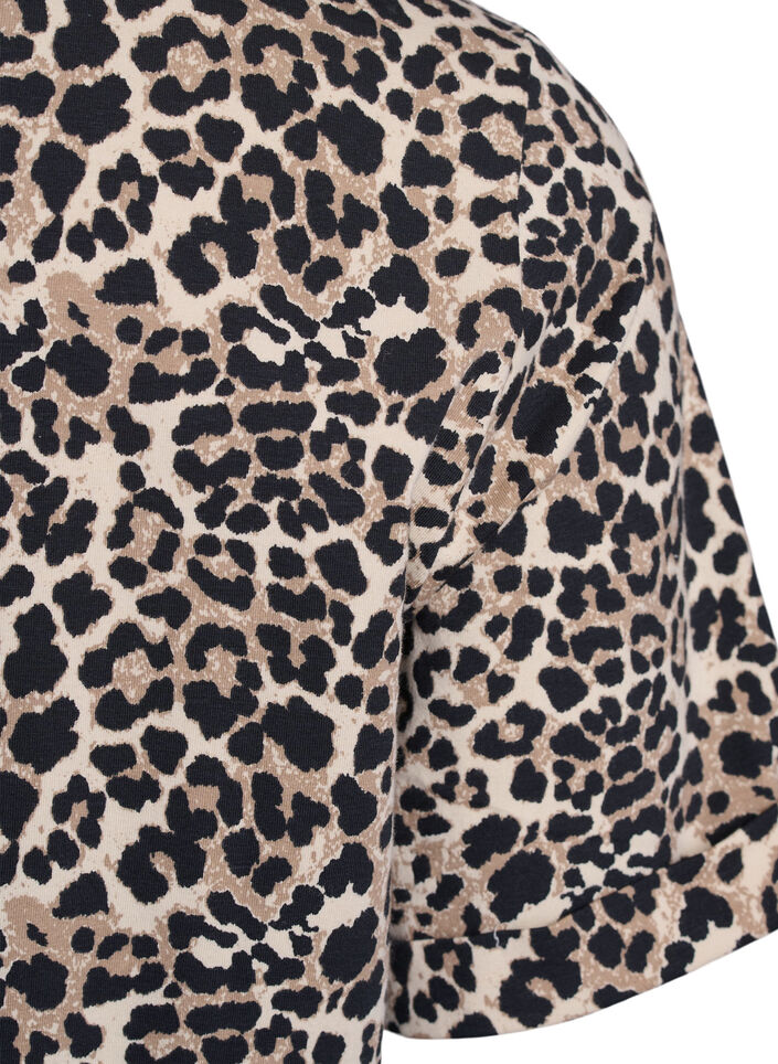 T-Shirt mit Rundhalsausschnitt und Allover-Print, Braun, Packshot image number 3