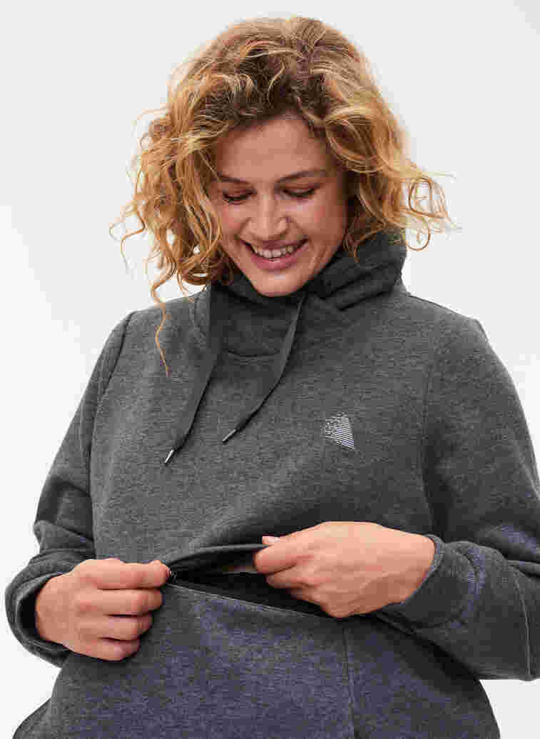 Schwangerschafts-Sweatshirt mit Stillfunktion, Dark Grey Melange, Model image number 2