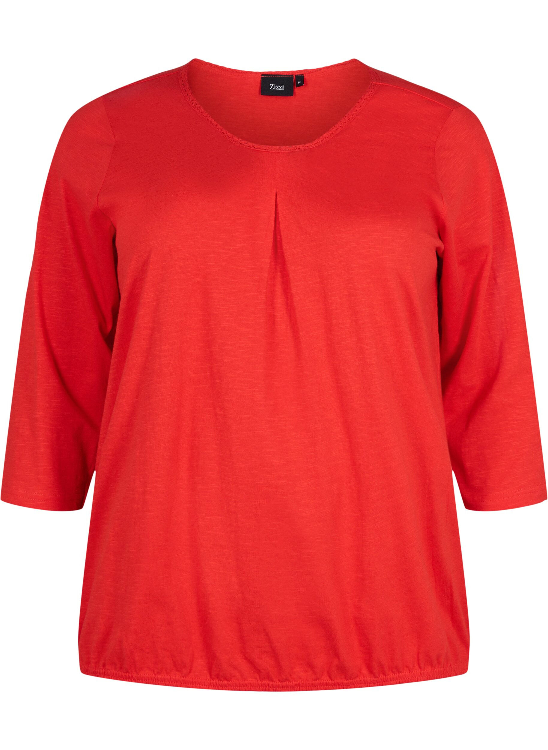 ZizziBaumwollbluse mit 3/4 &Auml;rmeln, Fiery Red, Packshot image number 0