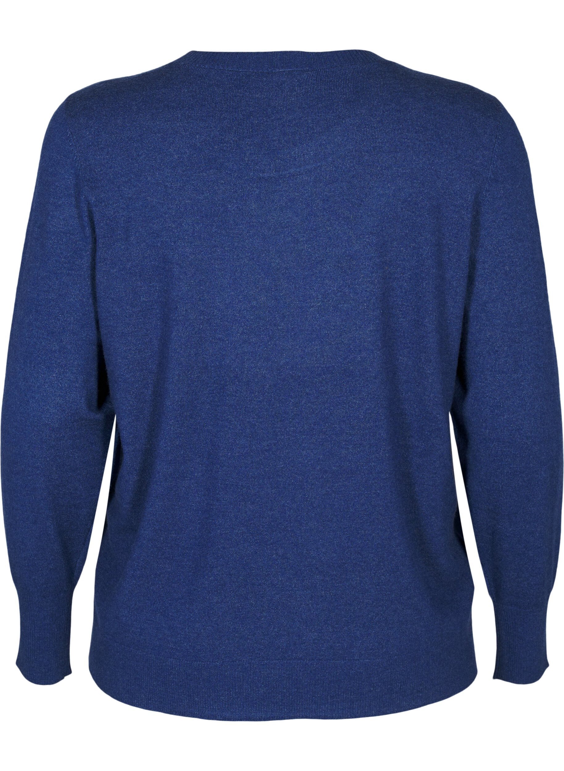 ZizziStrickpullover mit Rundhalsausschnitt, Blau, Packshot image number 1