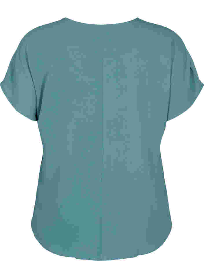 Bluse mit kurzen Ärmeln und Rundhalsausschnitt, Sea Pine, Packshot image number 1