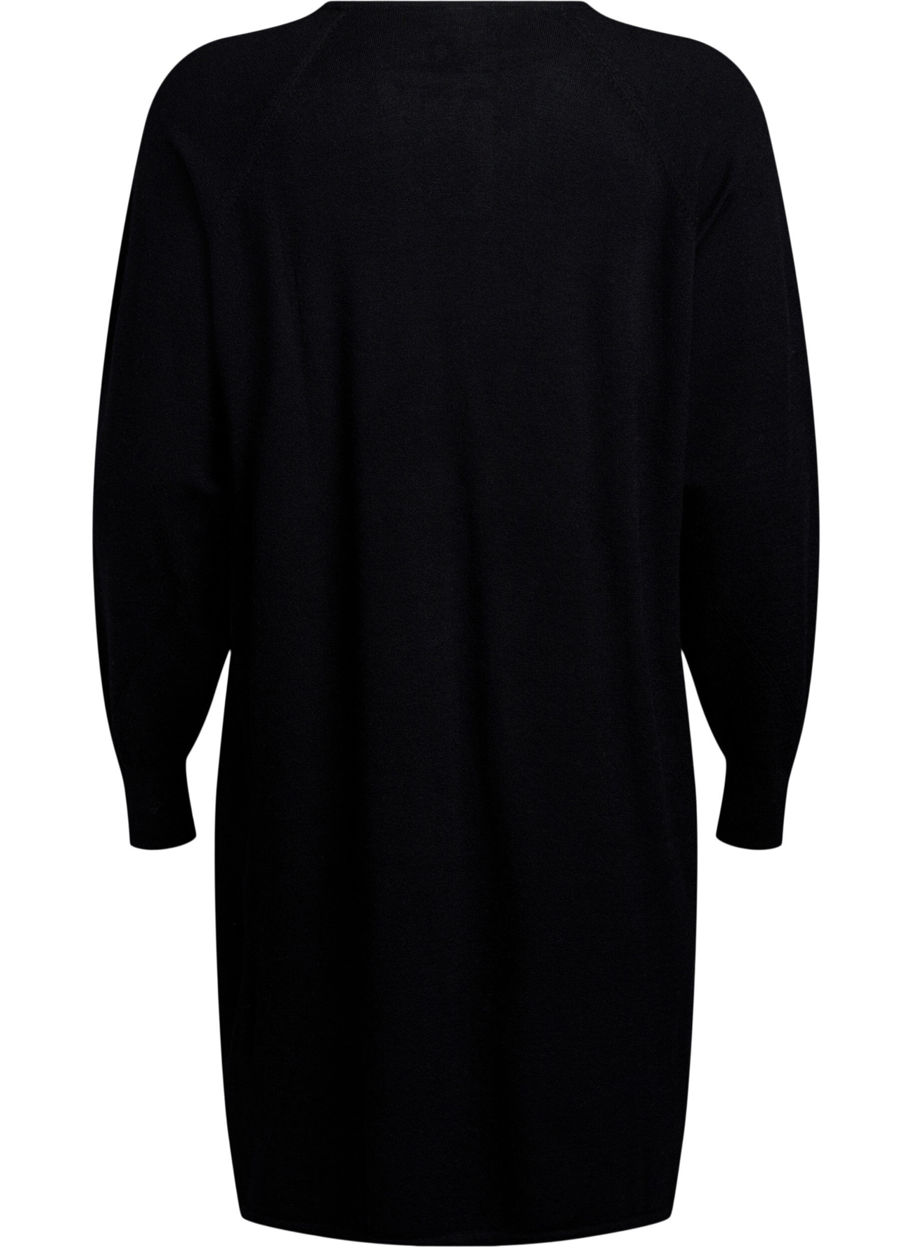 ZizziStrickkleid mit Rundhalsausschnitt und Strickmuster, Black, Packshot image number 1