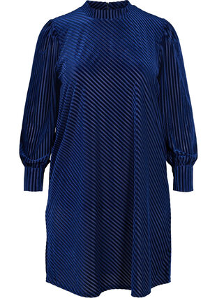 Strukturiertes Kleid aus Velours, Evening Blue, Packshot image number 0