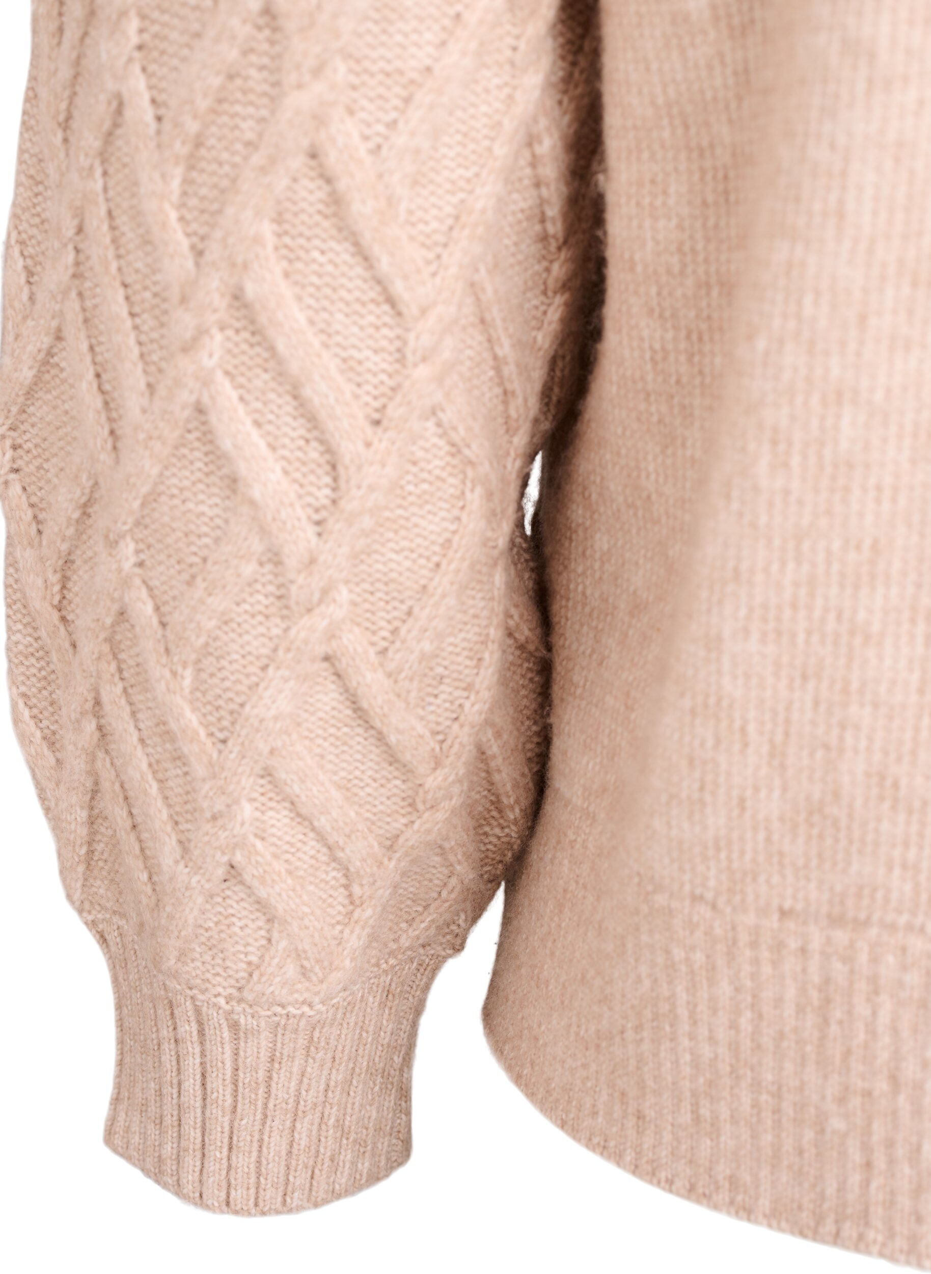 ZizziZopfmuster Strickjacke mit Perlenkn&ouml;pfen, Beige, Packshot image number 3