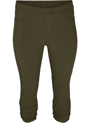 Einfarbige Capri-Jeans aus Viskosemischung, Olive Night, Packshot image number 0