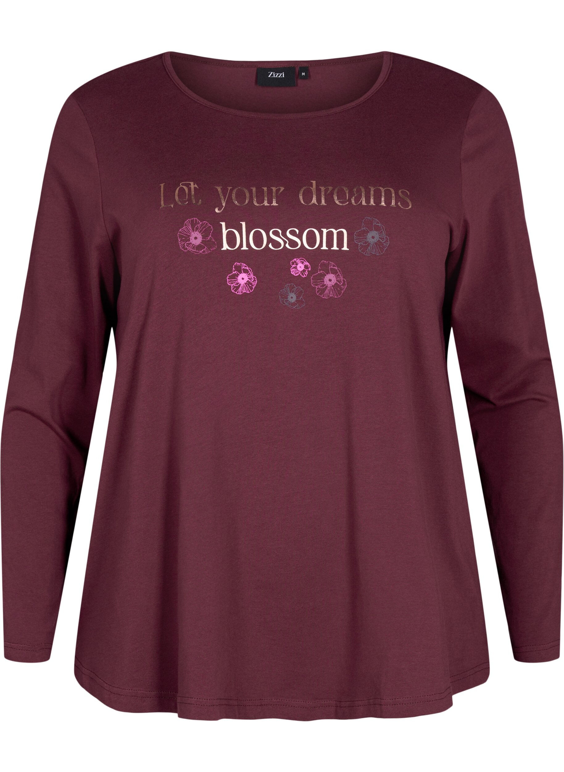 ZizziNachthemd aus Baumwolle mit Text-Aufdruck, Rot, Packshot image number 0