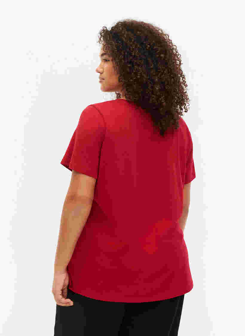 Baumwoll-T-Shirt mit Frontprint, Tango Red LOS , Model image number 1