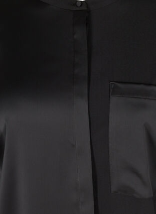Schlichte lange Bluse mit Tasche, Black, Packshot image number 2