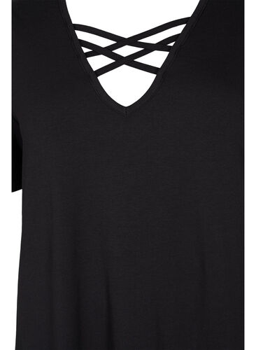 Kurzärmeliges Nachthemd mit V-Ausschnitt, Black, Packshot image number 2