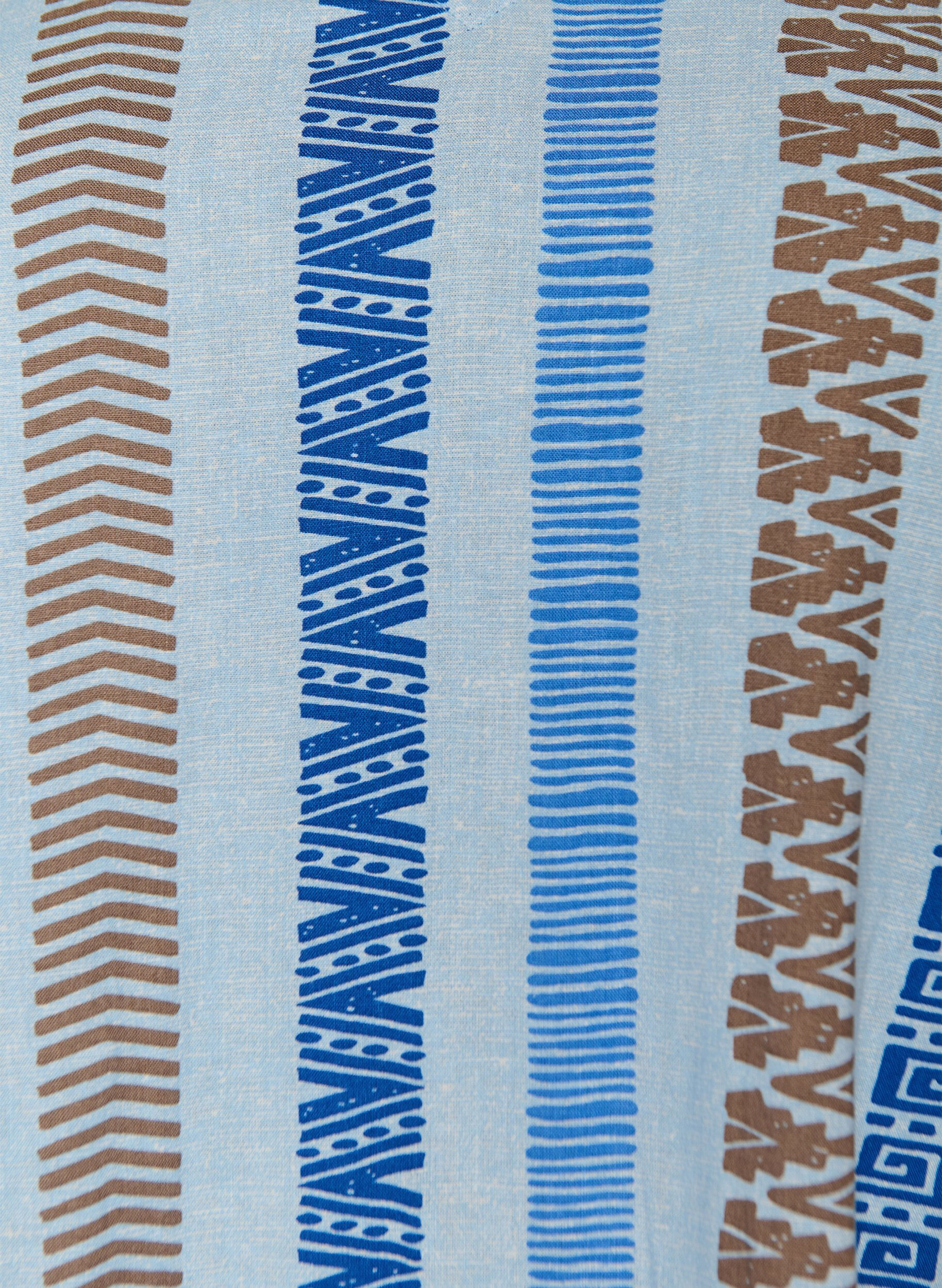 ZizziKurzes Kleid aus Leinen und Viskose mit 3/4-&Auml;rmeln, Blau, Packshot image number 2