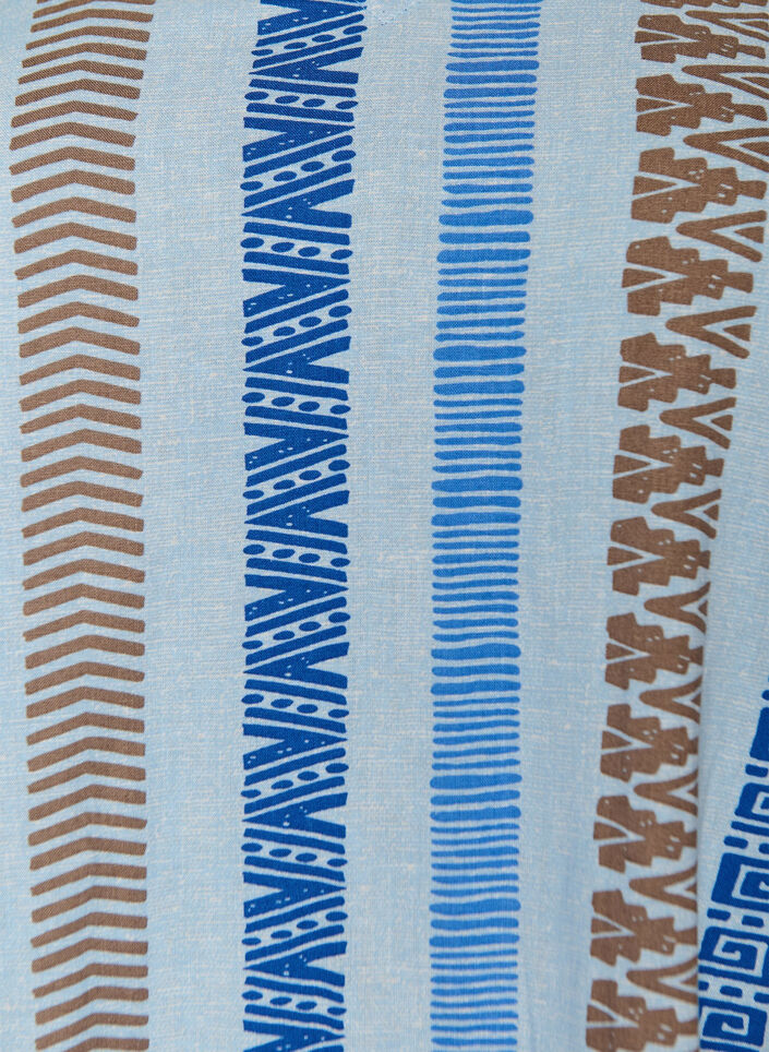 Kurzes Kleid aus Leinen und Viskose mit 3/4-&Auml;rmeln, Blau, Packshot image number 2