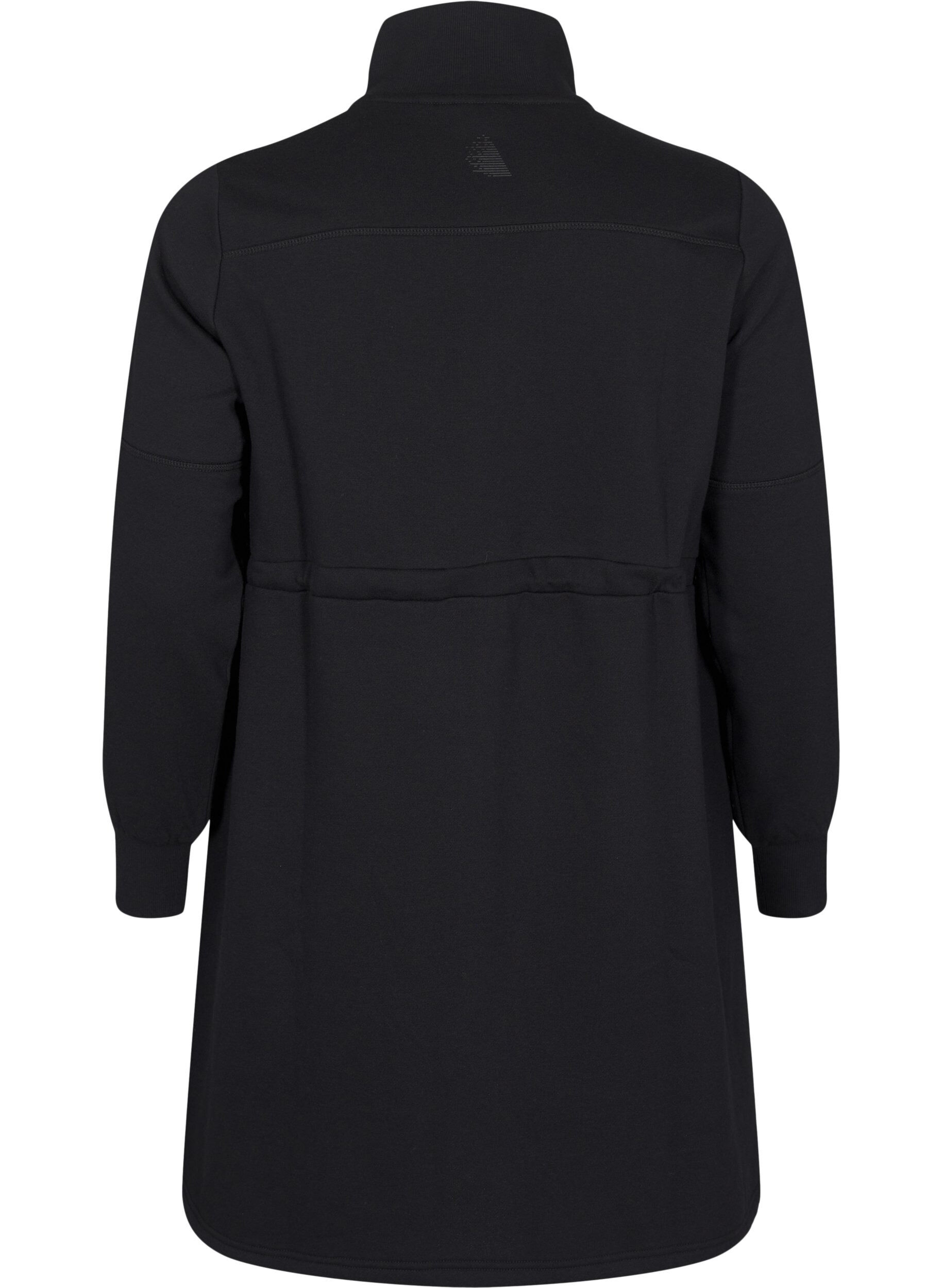 ZizziKurzes Sweatshirtkleid mit Stehkragen und verstellbarer Taille, Black, Packshot image number 1