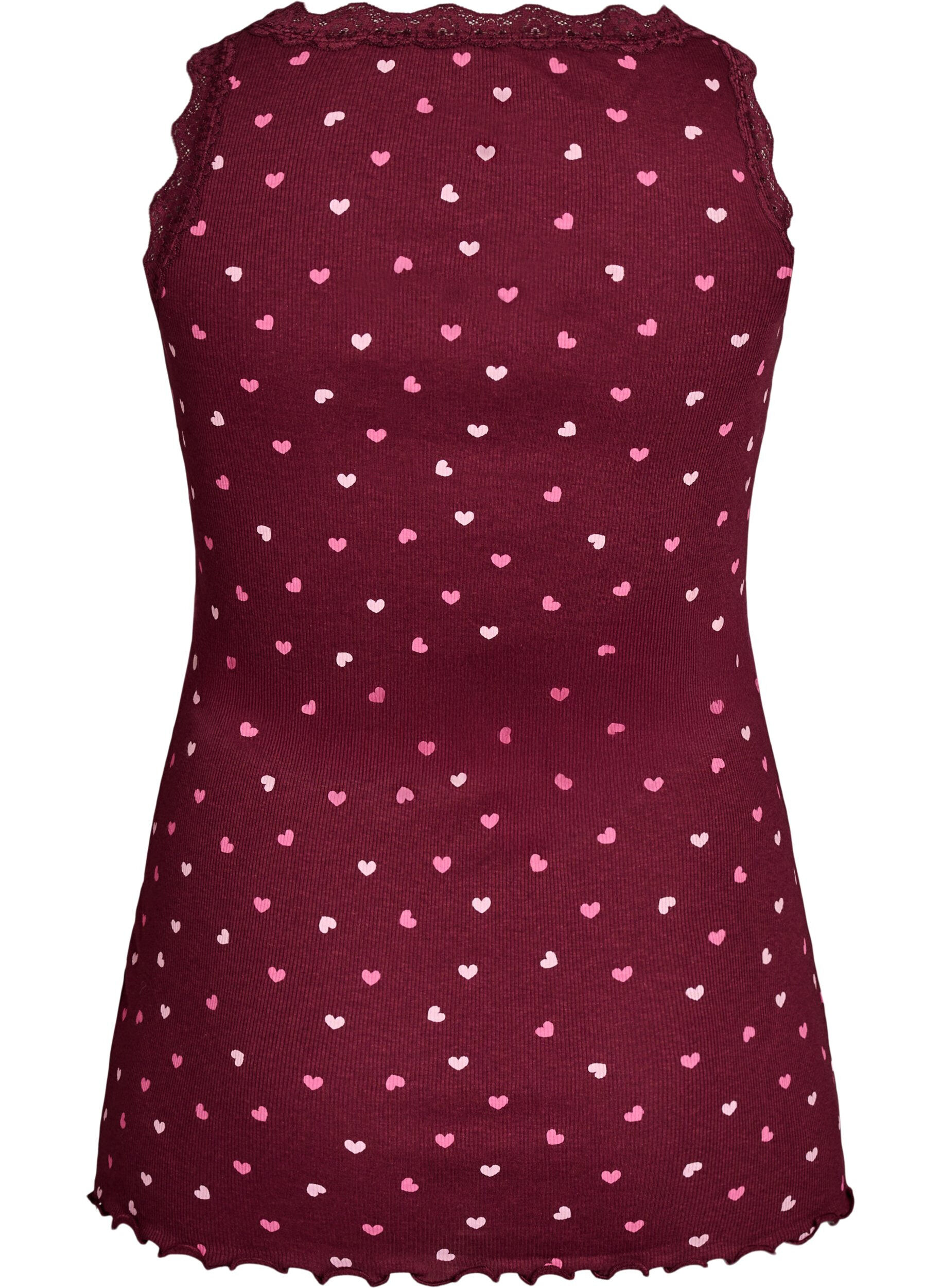 ZizziOberteil mit Aufdruck und Spitzenborte, Rot, Packshot image number 1