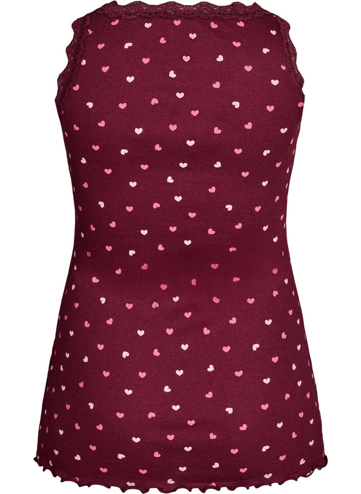 Oberteil mit Aufdruck und Spitzenborte, Rot, Packshot image number 1