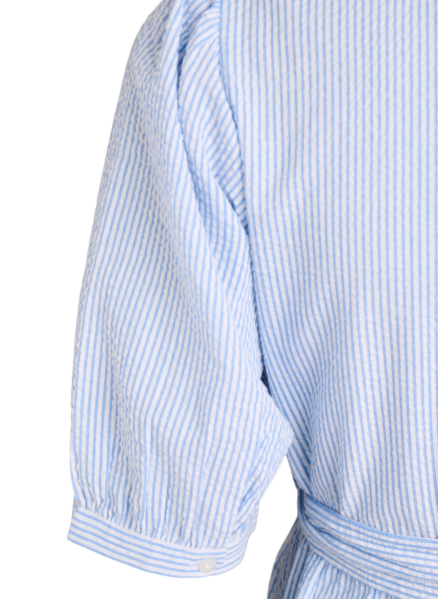 ZizziGestreiftes Midikleid aus Baumwolle mit einem Bindeg&uuml;rtel, Wei&szlig;, Packshot image number 3